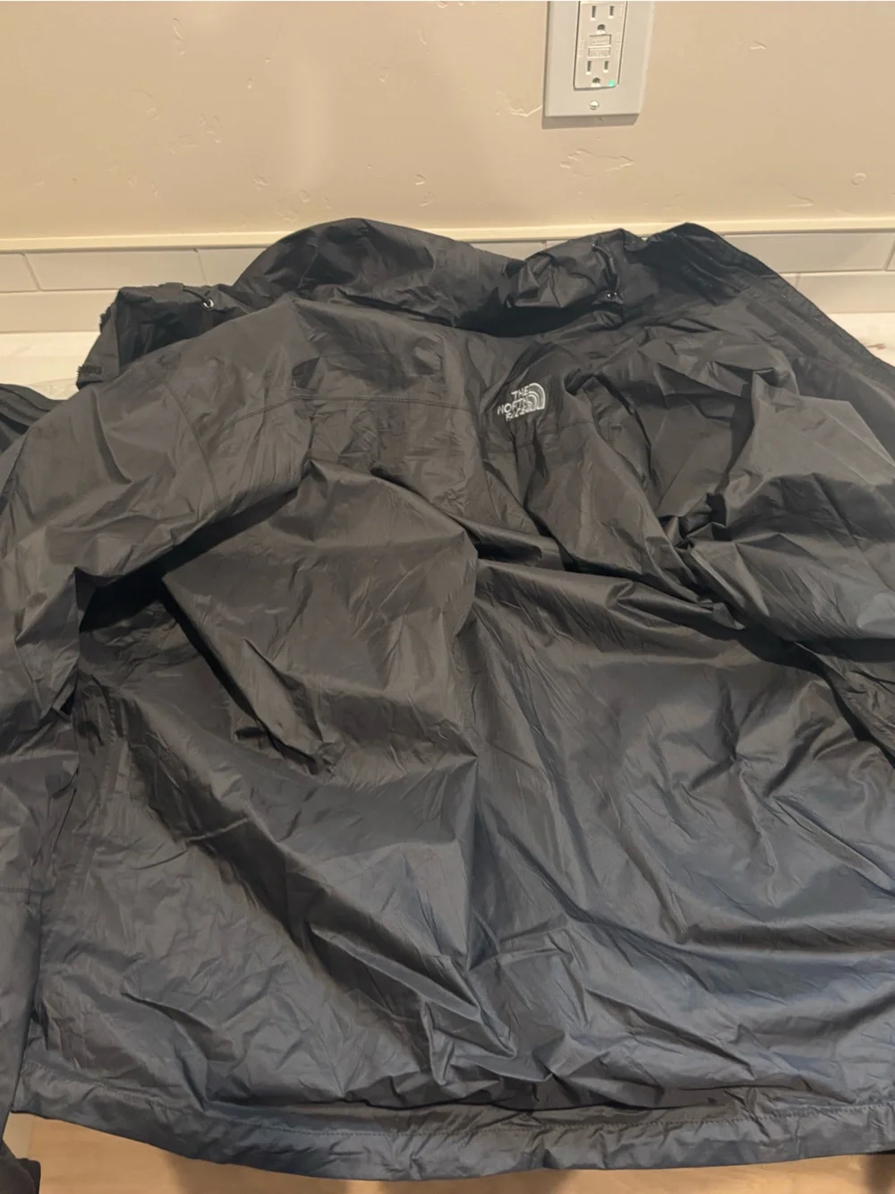 The North Face Black and White Patterned Packable Jacket